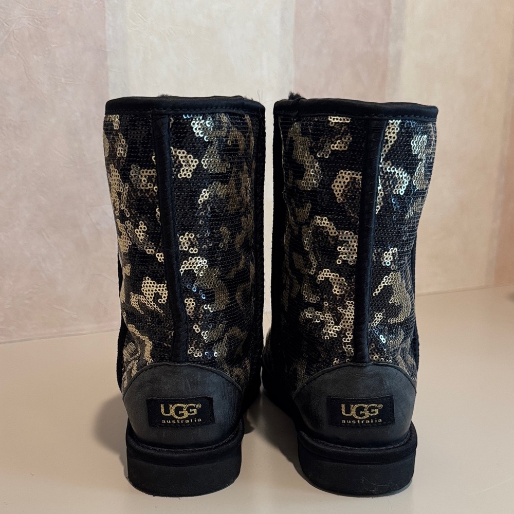 UGG Black and Gold Sequin Ankle Boots - Picture 2 of 6